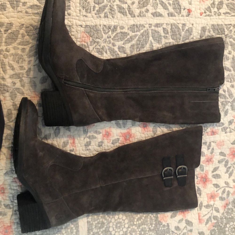 Born Dark Grey Tall Leather Boots Size 9M